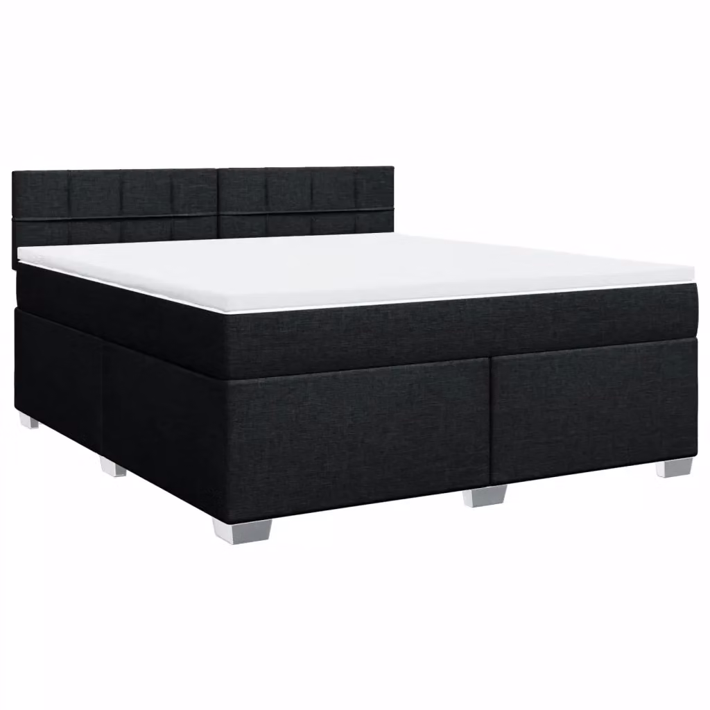 Letto Ibrido vidaXL con Giroletto a Molle e Materasso in Tessuto Nero e Bianco L/P: 180 x 200 cm – 2