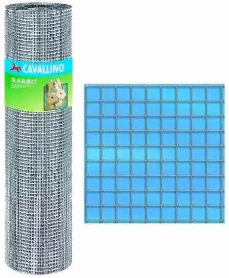 Rete Cavallino Rabbit Gobriko Zincata Argento, Maglia 12,7x25,4 mm, Filo 1,30 mm, H: 100 cm – 1