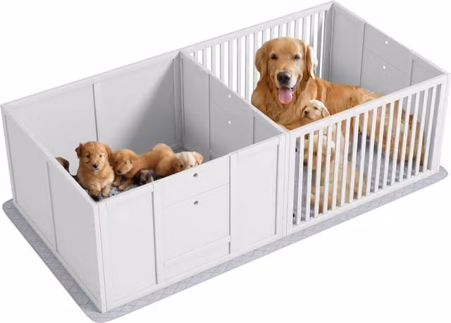Cuccia per cani PawHut in legno con materassino, colore bianco, L 166 cm x P 80 cm x H 50 cm – 1