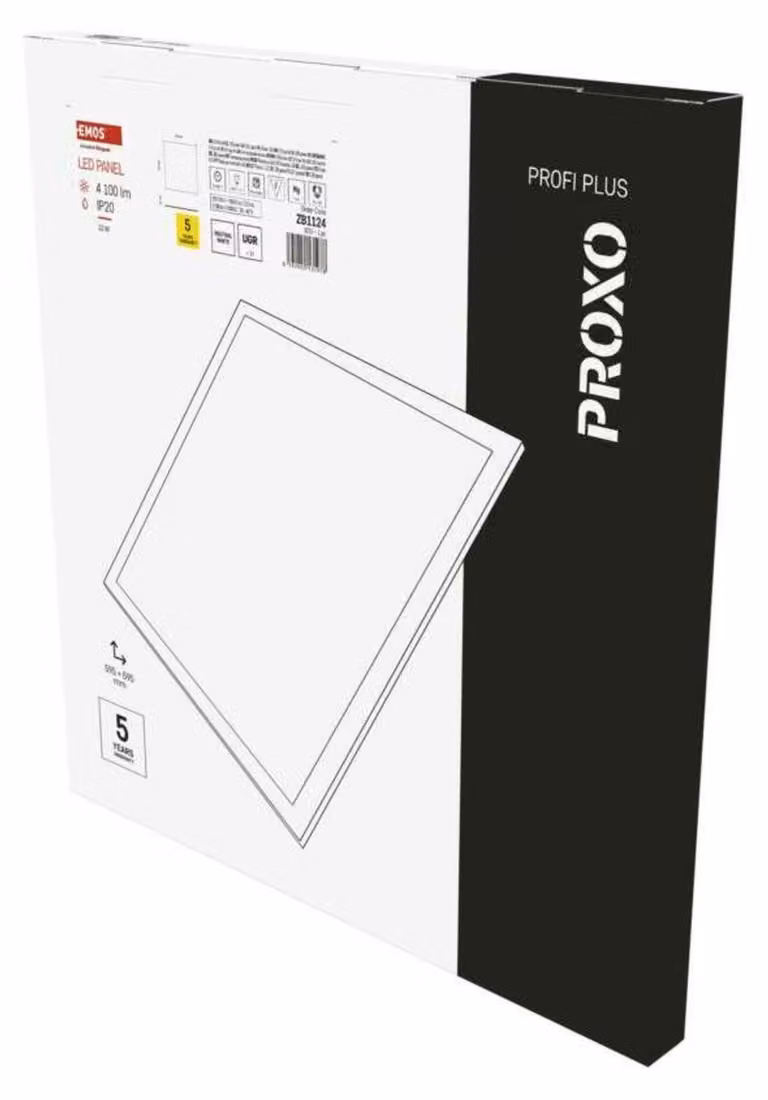 Pannello LED EMOS PROXO 60x60, quadrato, da incasso, bianco, 33 W, bianco neutro ZB1124