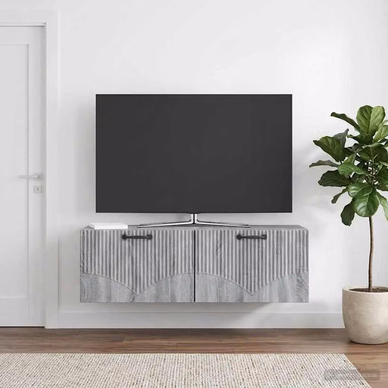 vidaXL Mobile Porta TV da Muro Moderno Grigio L: 98 cm, P: 31 cm, H: 30 cm