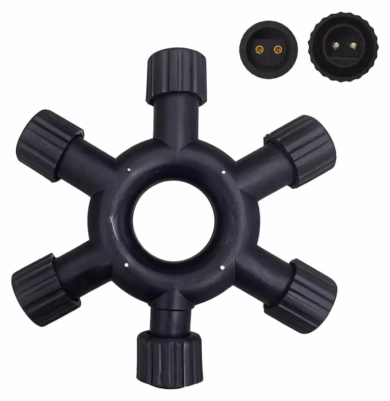 Splitter per luci di Natale - 1 a 6 - Per esterni IP65 - Per catene luminose a 2 poli - Impermeabile
