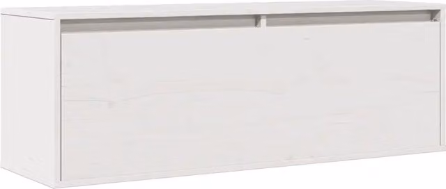 Mobiletto a muro bianco in legno massello di pino in stile moderno per camera da letto L: 100 cm, P: 30 cm, H: 35 cm