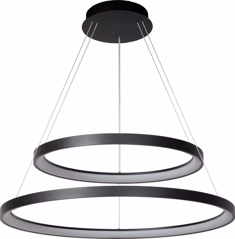 Lampada a sospensione a doppio anello nera VIDAL LED 92W Lucide