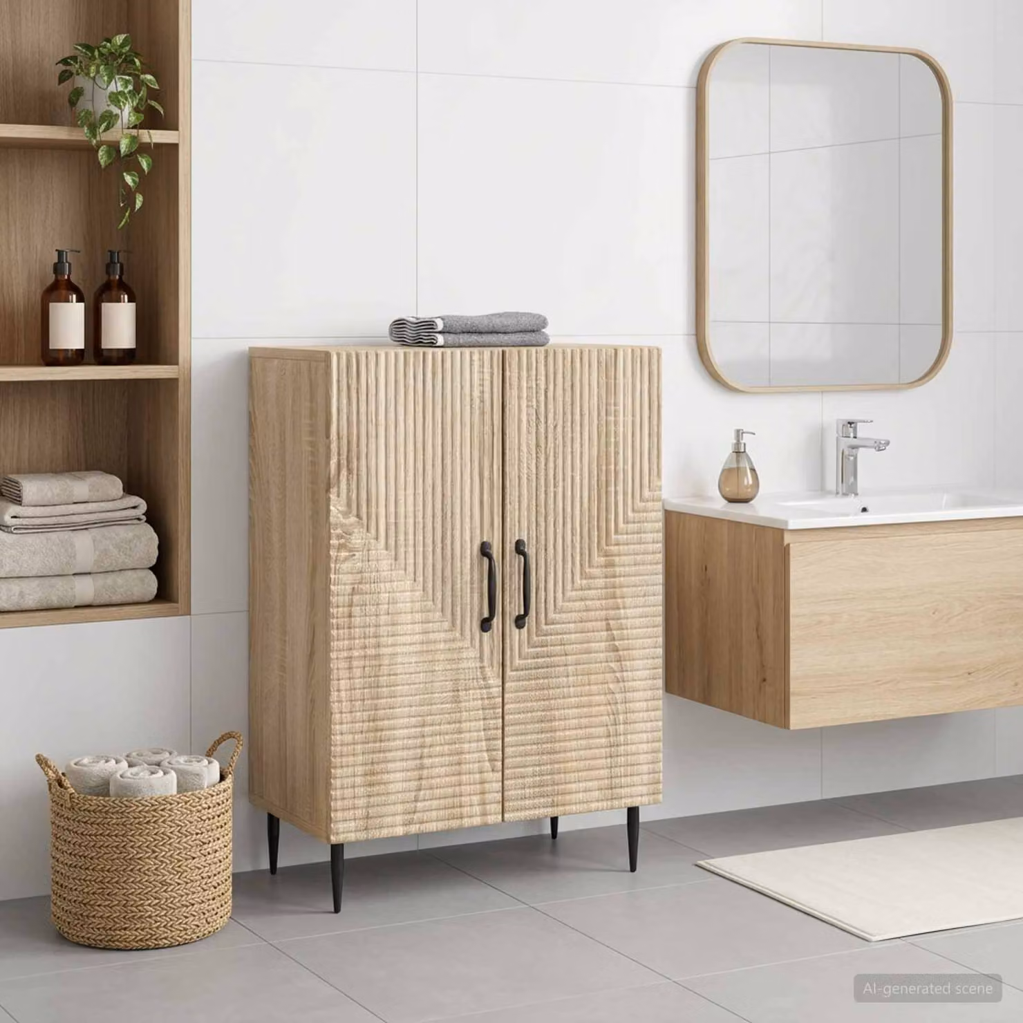 Mobiletto da bagno moderno vidaXL HAARLEM Rovere Sonoma, L/P/H: 59,5 x 31 x 80 cm
