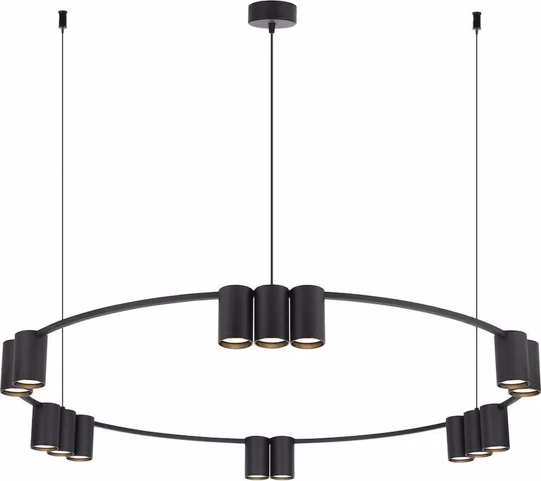Lampada a sospensione circolare nera con faretti Genesis 15xGU10 8W Milagro