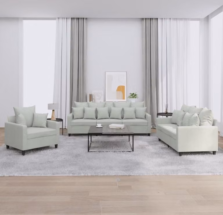 Maison Exclusive - Set divano a 3 posti con cuscini in velluto grigio chiaro