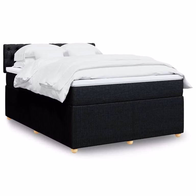 vidaXL Giroletto a Molle con Materasso Ibrido in Tessuto Nero, L/P/H: 140 x 200 x 100,5 cm