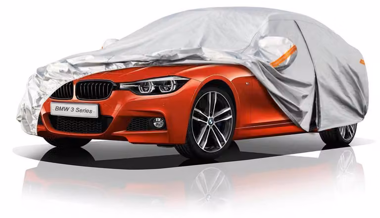 Copertura antipolvere impermeabile e traspirante per BMW Serie 3 (2011-2025), colore argento, con 6 strati per la protezione completa in garage