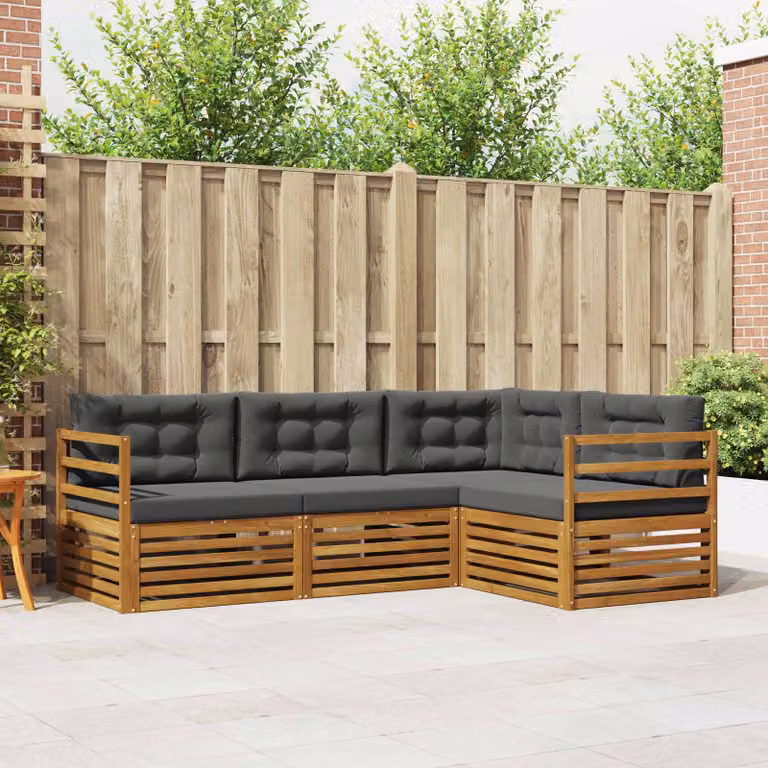 Set di divani da esterno vidaXL 4 pz in legno di acacia con cuscini beige e antracite