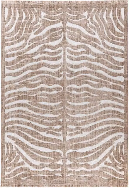 Tappeto moderno Sarai 325 Kendra Home con motivo animal print zebrato marrone e beige in poliestere