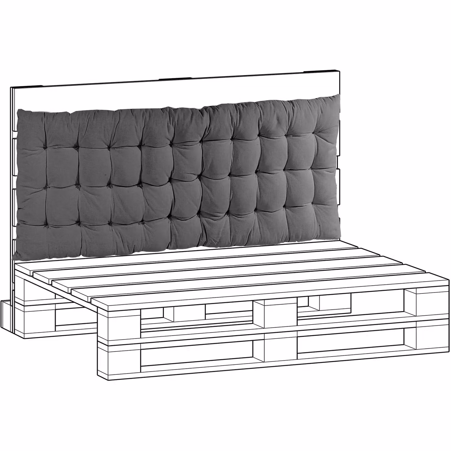 Cuscino schienale per pallet VESTIAMO CASA, colore grigio, L: 120 cm, P: 40 cm, H: 5 cm