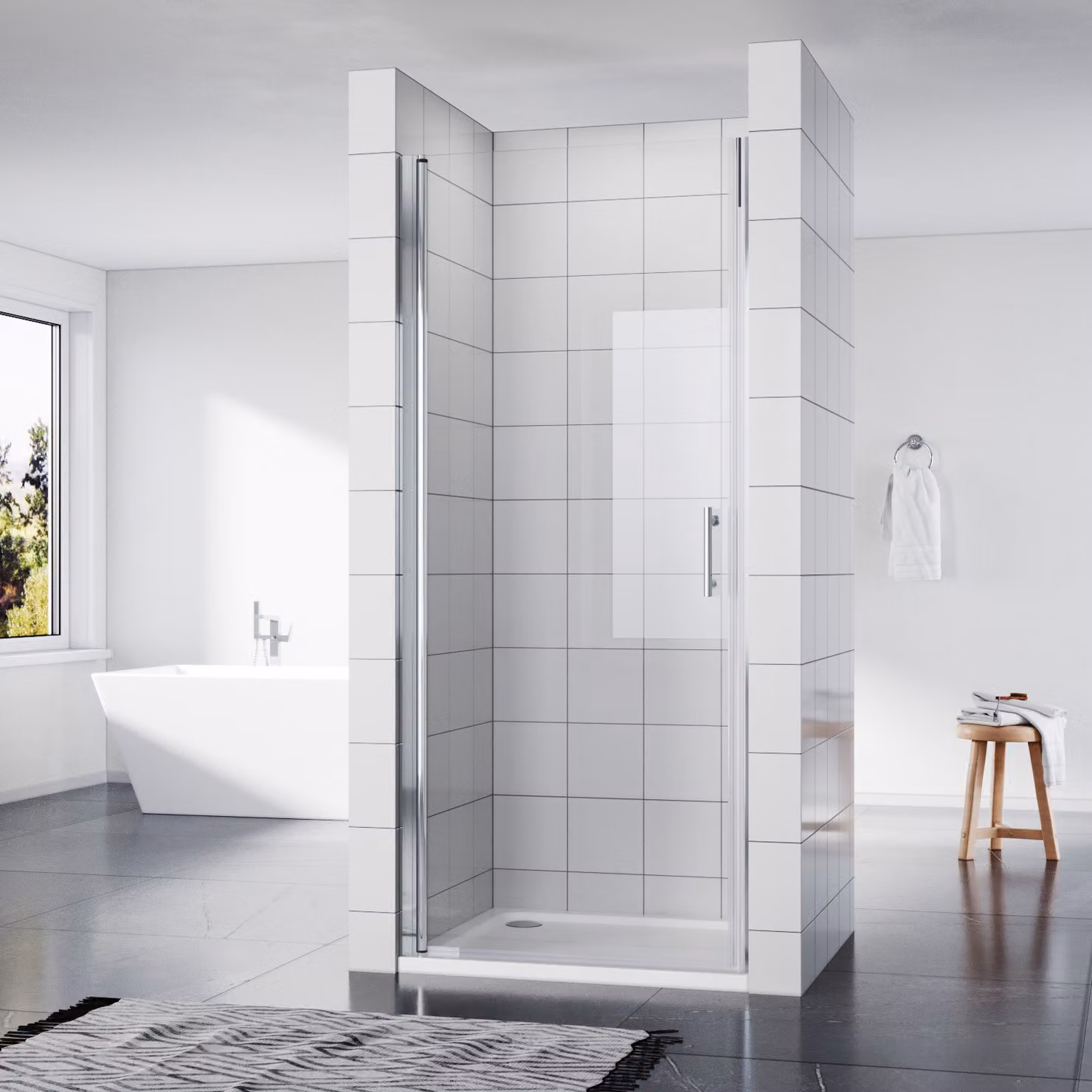 SONNI porta doccia a battente porta doccia a battente 70x195 cm, vetro temperato di sicurezza con nano rivestimento, con range di regolazione, montaggio a destra e a sinistra