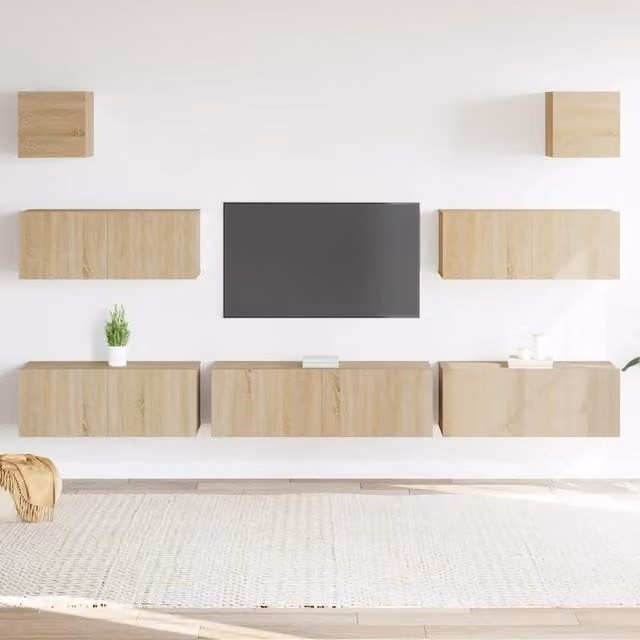Set di Mobili Porta TV 7 pz Rovere Sonoma in Legno Multistrato 3114544