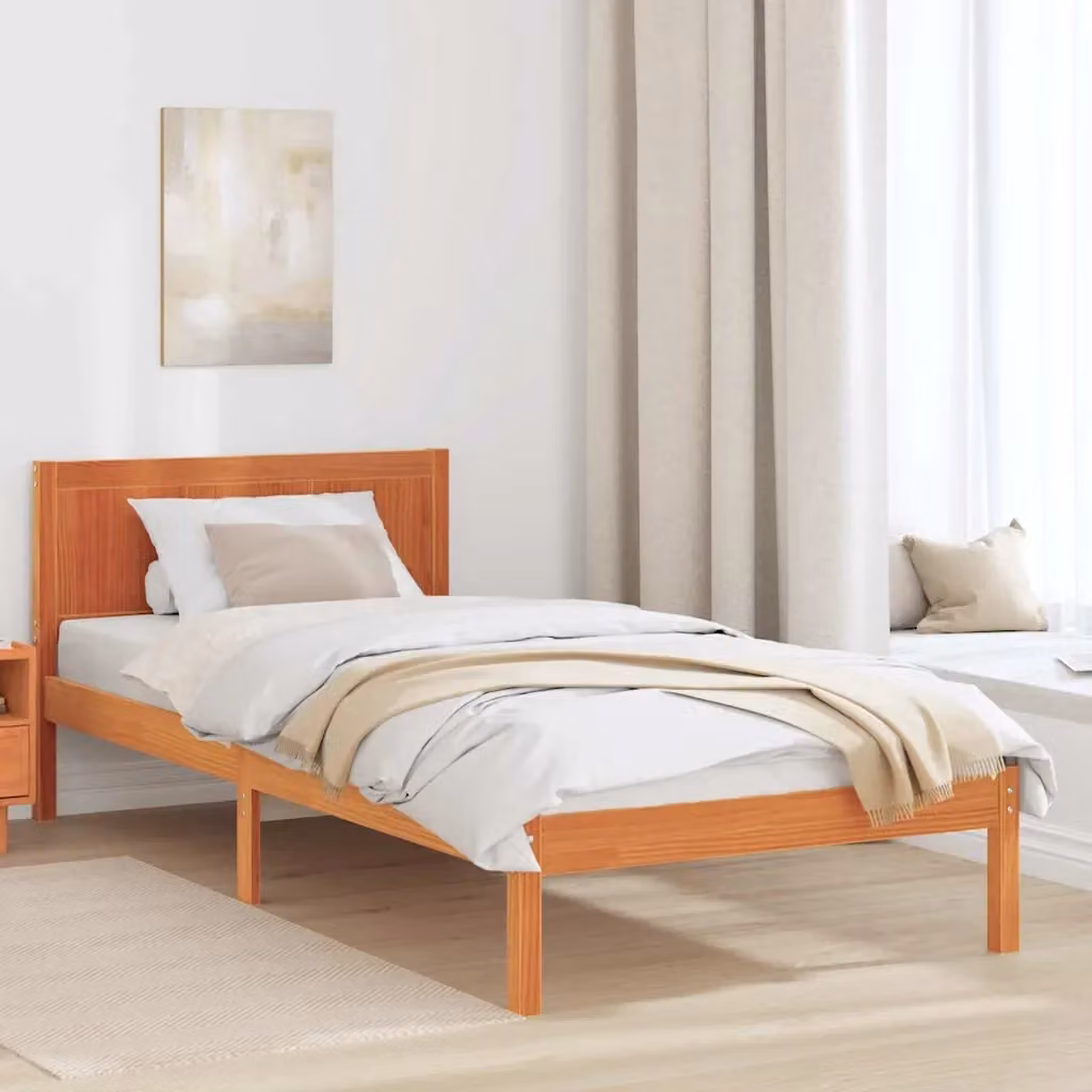 Letto singolo per adulti in legno massello di pino marrone L/P: 90 x 190 cm – 2