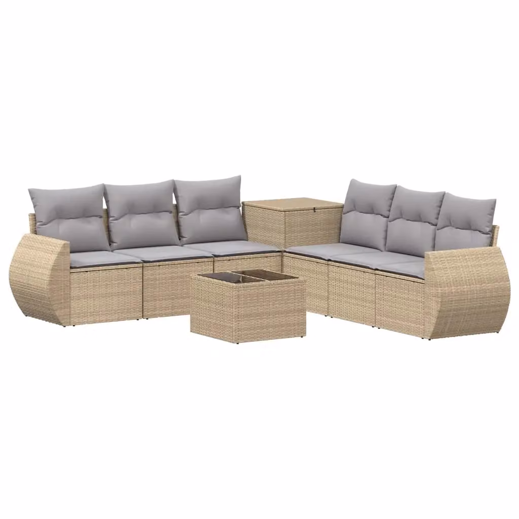 Set di divani da giardino a forma di U vidaXL in polyrattan con tavolo da caffè, beige e grigio – 2