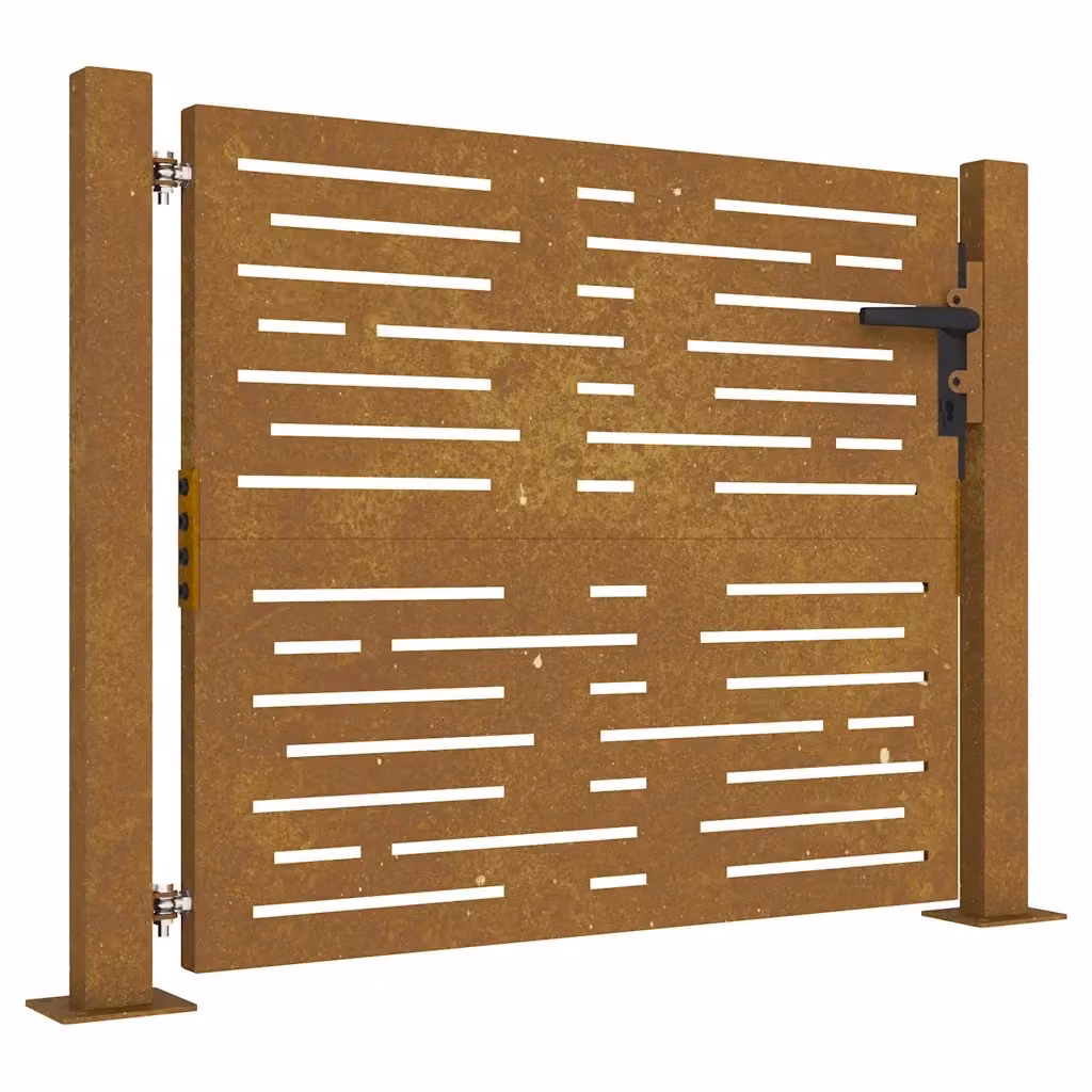 Cancello singolo da giardino vidaXL in acciaio color marrone L: 110 cm, H: 105 cm – 2