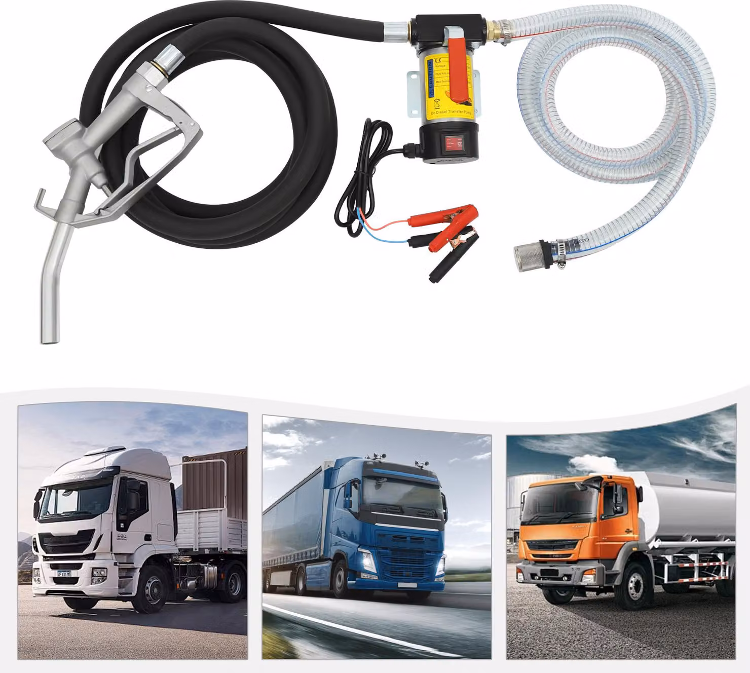 Pompa diesel elettrica autoaspirante - 12V, 175W - capacità di 45 litri al minuto