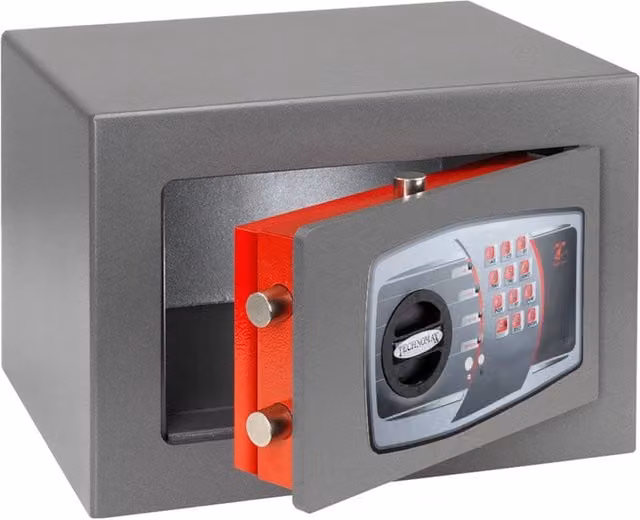 Cassaforte a Mobile Technomax DPE/4P Ignifuga con Serratura Elettronica in Acciaio Grigio L/P/H: 40 x 34 x 35,5 cm