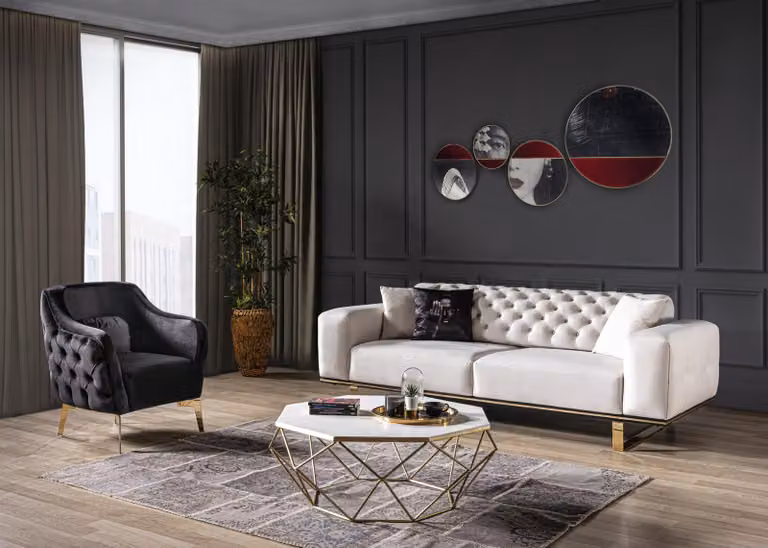 Sofagarnitur Sofa 31 Sitzer Sessel Möbel Luxus Design weiße Farbe