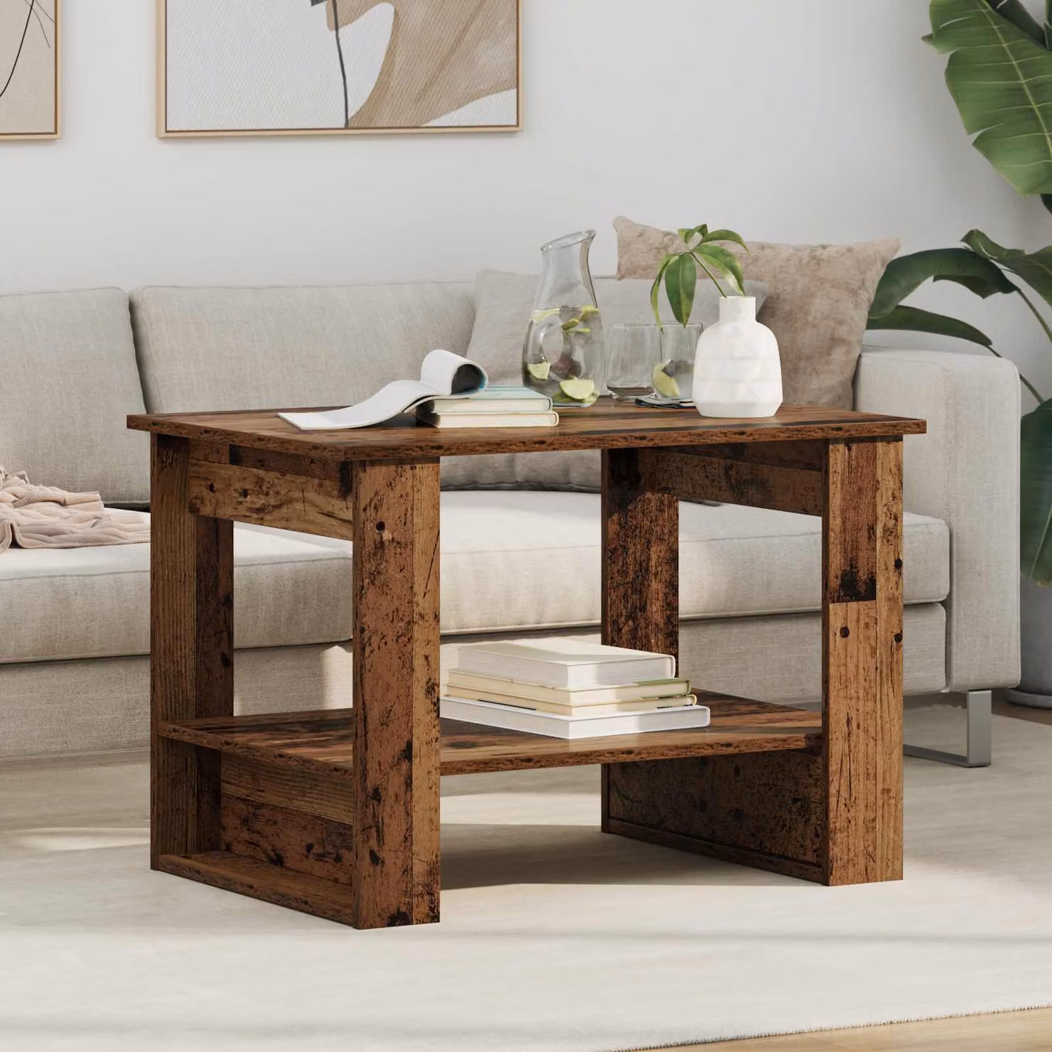 vidaXL Tavolino da salotto moderno in legno marrone L: 72 cm, P: 50 cm, H: 50 cm