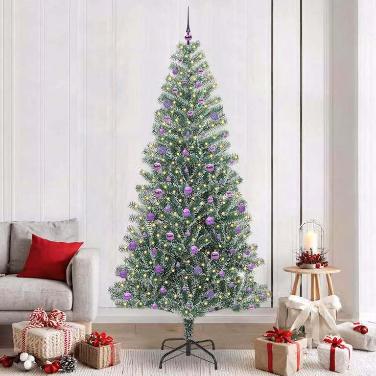 Maison Exclusive - Albero di Natale artificiale, ricoperto di neve, con luci LED, altezza 240 cm