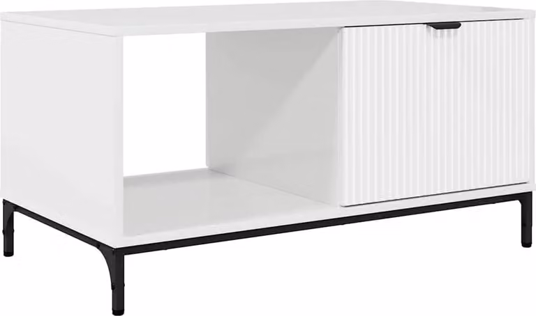 Tavolino da salotto con cassetto Bianco Lucido 90 x 49 x 46 cm