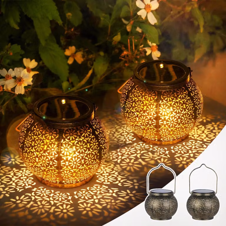 Lampada solare - confezione da 2 pezzi, 15 lumen, luce calda, colore bronzo, materiale: metallo