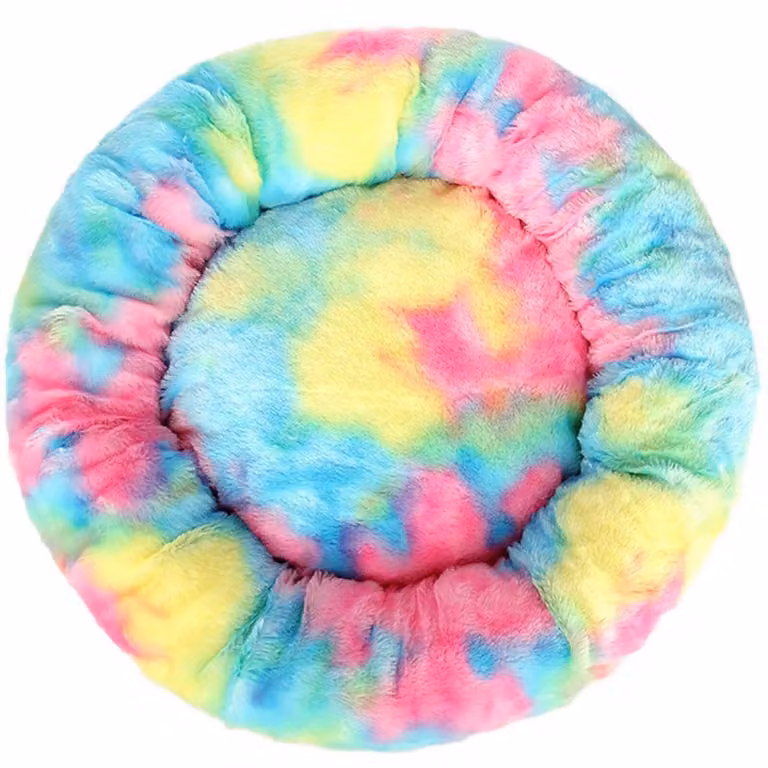 Cuccia per cani, forma circolare, diametro 40 cm, colore blu, lavabile, realizzata in ecopelle, polipropilene e cotone