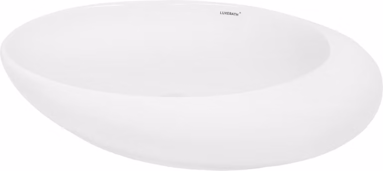LuxeBath lavabo Lavabo da appoggio ovale, 58,5x37,5x14,5 cm, bianco, Vetroceramica