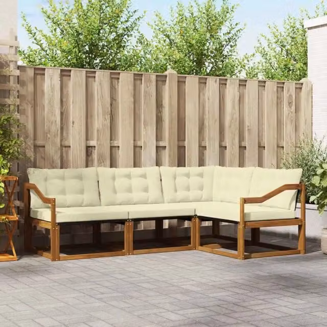 Set di divani da esterno 4 pz Naturale e Crema 3369417
