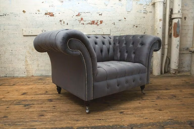 Chesterfield Sofa Couch Polster Garnitur 1,5 Sitzer Sofas Klassisch Einsitzer