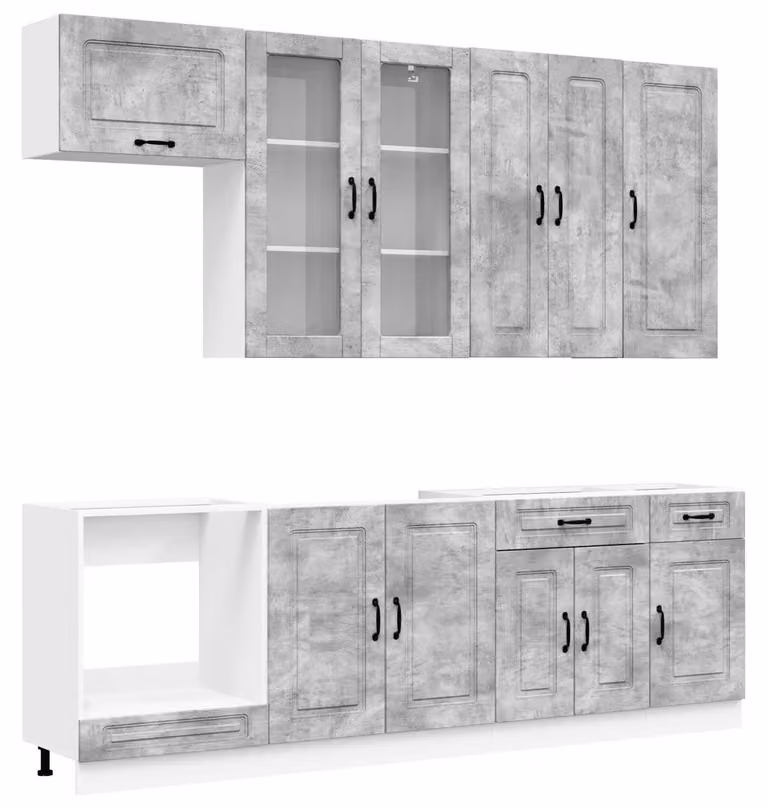 Set di cucina KALMAR, 8 pezzi, grigio cemento
