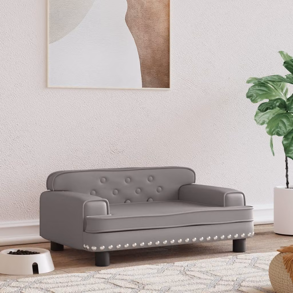 Letto per cani The Living Store grigio 70x45x30 cm in Pelle finta