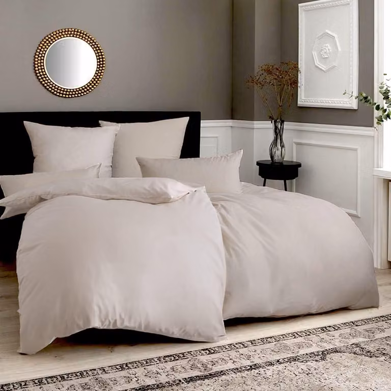 Completo lenzuolo per letto, color beige, 135 x 200 cm, 6 pezzi, composto da: 2 federe da 135 x 200 cm + 2 federe da 80 x 80 cm + 2 federe da 40 x 80 cm, tessuto morbido