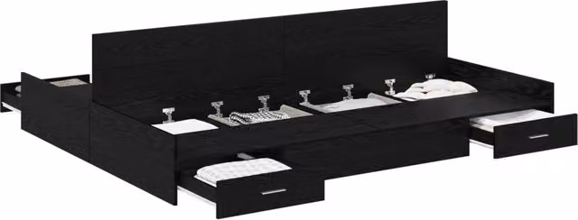 Letto matrimoniale | Letto per adulti | Struttura letto con contenitore Rovere Nero 150 x 200 cm