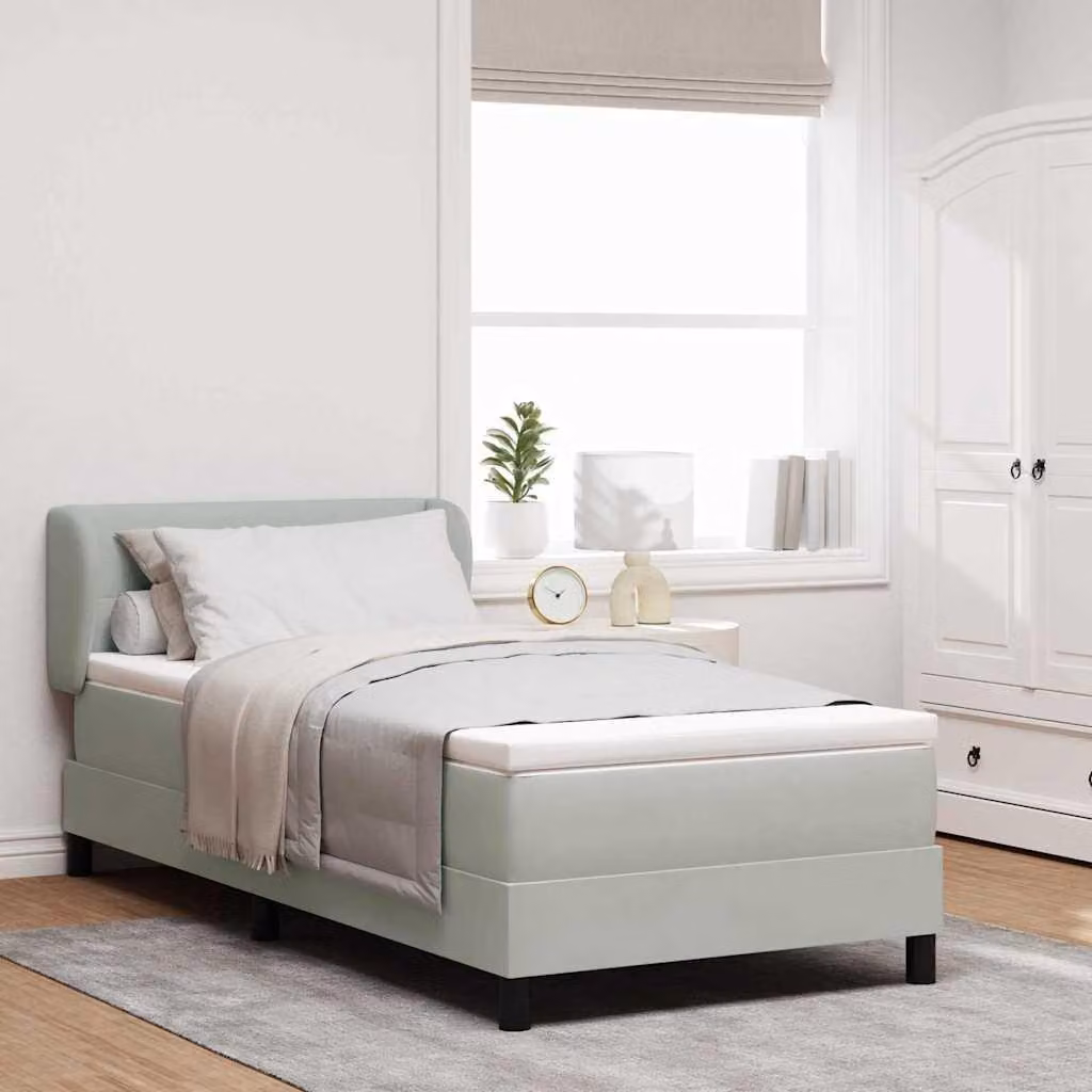 Maison Exclusive - Letto boxspring con testiera grigio chiaro 80 x 200 cm in velluto