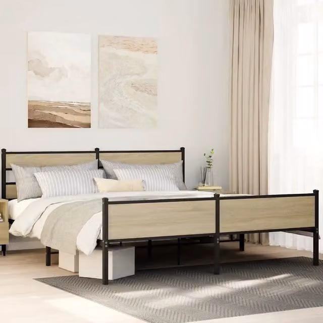 Giroletto senza Materasso in Metallo-Struttura Letto Rovere Sonoma 193x203 cm 945020
