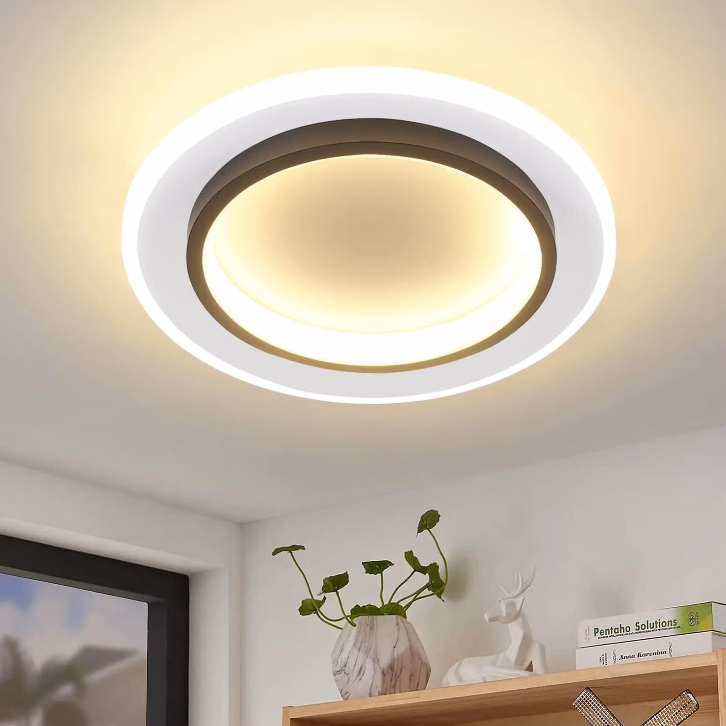 ZMH Lampada da soffitto a LED Ø 23,5 cm per camera da letto, 14 W, luce bianca calda, lampada per camera da letto, lampada per soggiorno, illuminazione a soffitto per cucina e soggiorno
