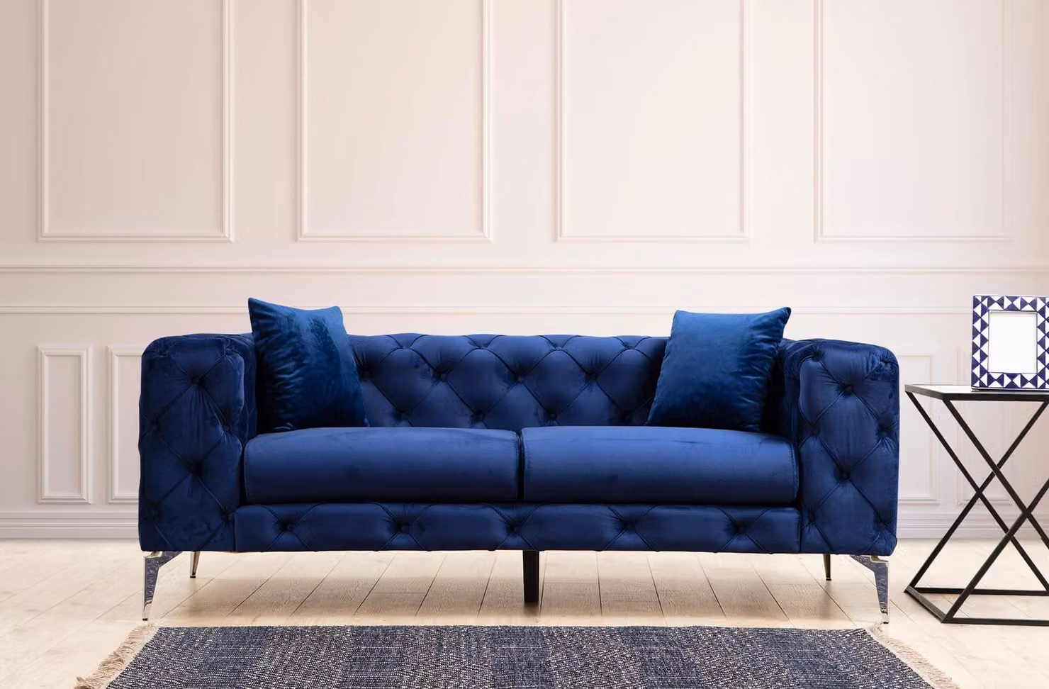 Hanah Home, Como- HLN1128, blu navy, divani letto, struttura: legno di faggio / pannello truciolare