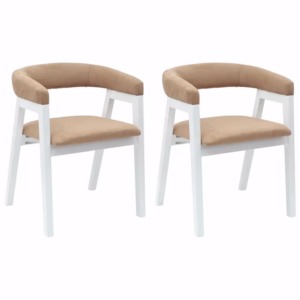 Set di 2 sedie da pranzo moderne vidaXL in legno di gomma bianco L/P/H: 54 x 57 x 73 cm – 2