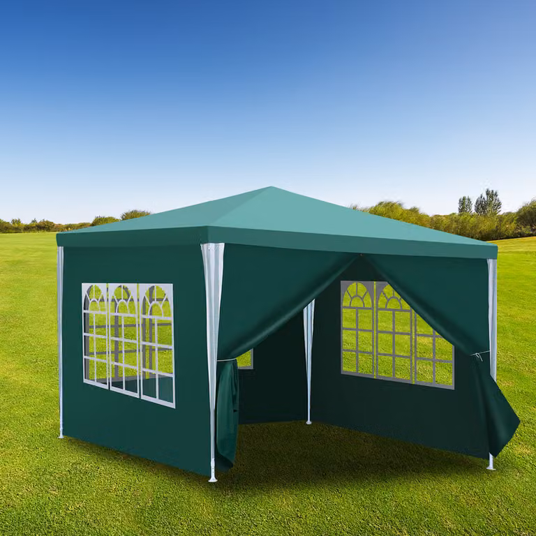 Clanmacy gazebo 3x3m verde con pareti laterali tenda festa protezione UV per giardino esterno campeggio