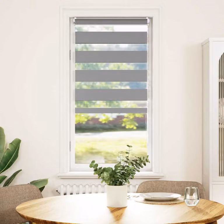 Tenda a rullo zebra vidaXL grigia in poliestere con effetto day and night, L: 77 cm, H: 150 cm