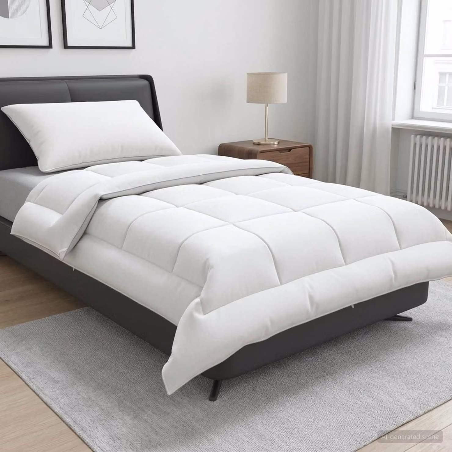 Set di piumone e cuscini vidaXL in lana e microfibra, bianco, ideale per l'estate, 2 pezzi, 155 x 200 cm