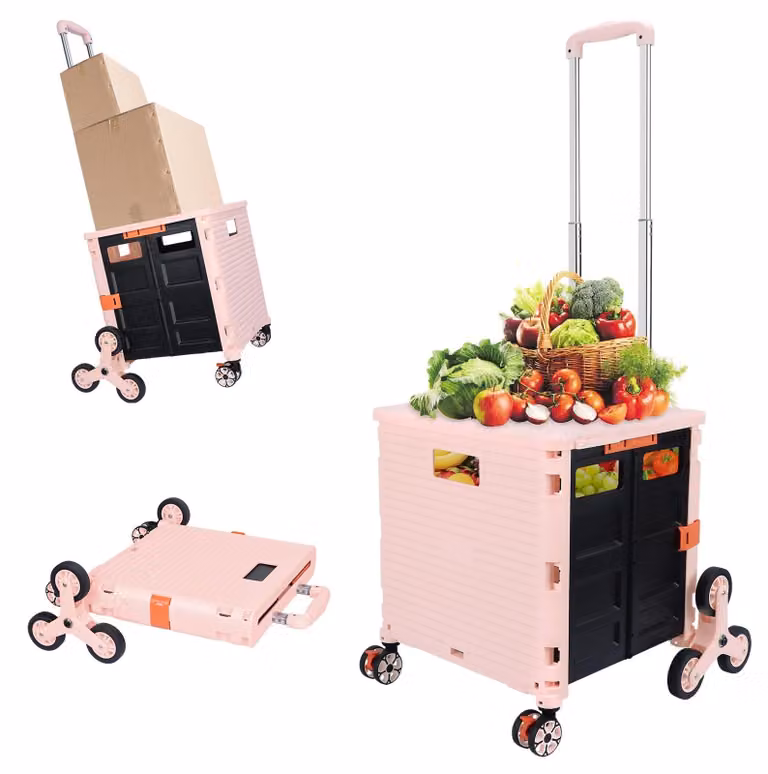 Carrello pieghevole con ruote a scaletta e capacità di carico di 40 kg