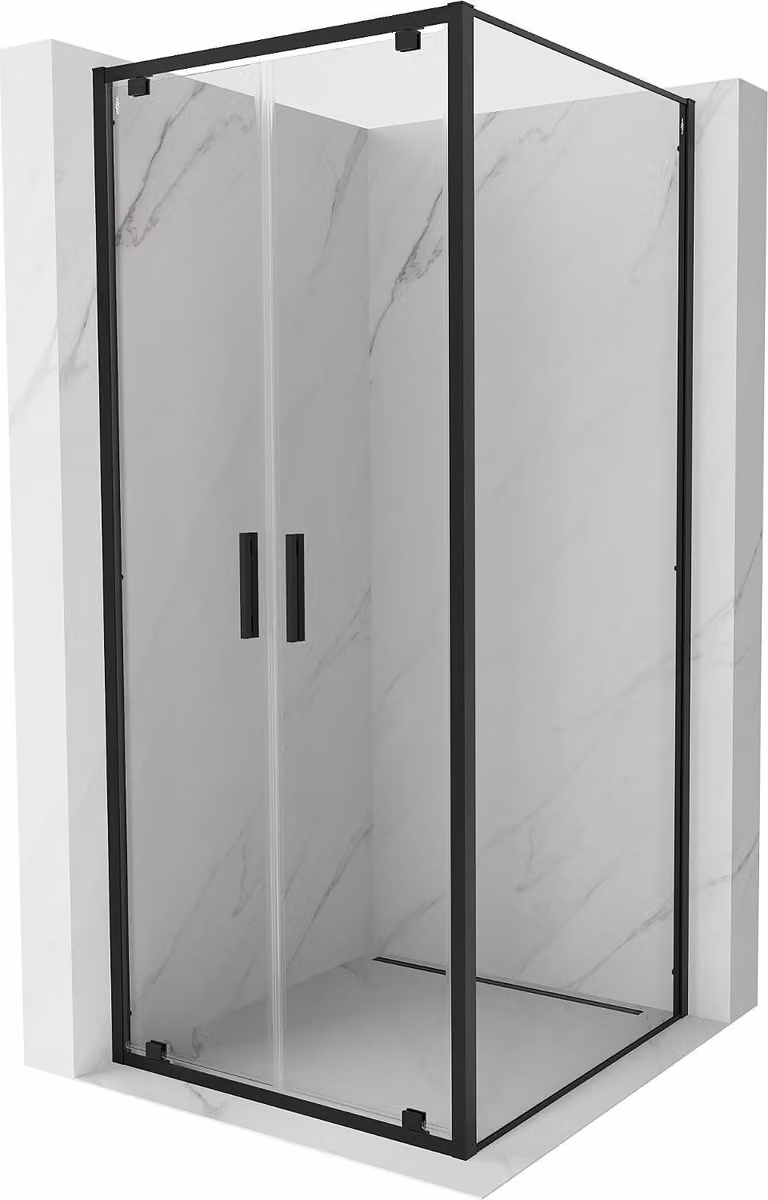 Mexen Exo cabina doccia apribile 90 x 90 cm, trasparente, nera - 8182-090-090-70-00