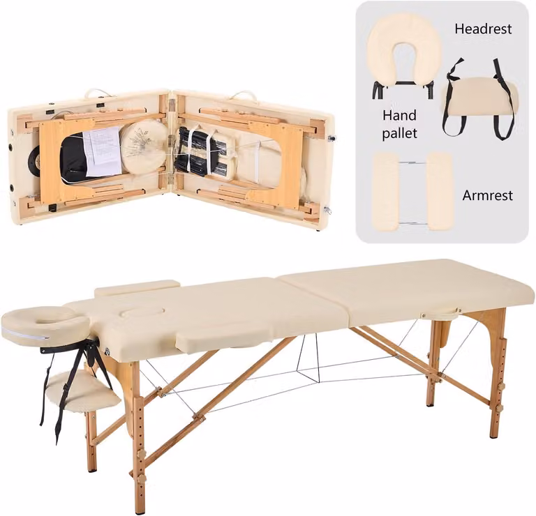 Tavolo da massaggio pieghevole professionale, 60 cm di larghezza, dal design elegante e professionale, in legno, ideale per trattamenti estetici, lettino per massaggi, tavolo per trattamenti, adatto per extension ciglia