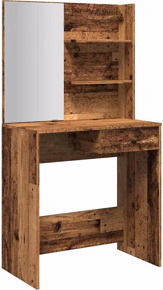 Toeletta con Specchio Legno Vecchio 74,5x40x141 cm