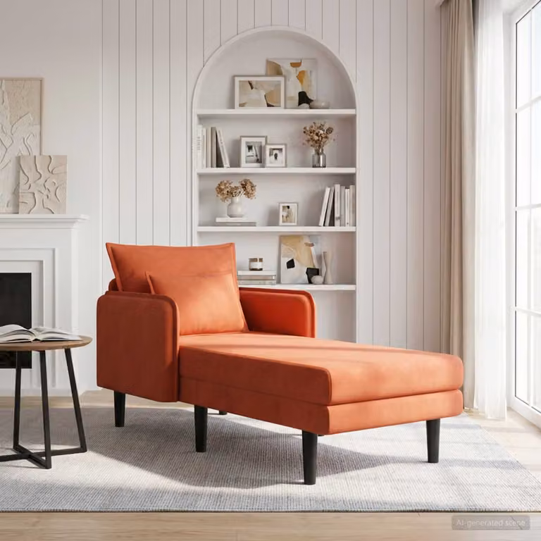 vidaXL Chaise longue oversize moderna in velluto a coste rosso arancio con cuscini inclusi L: 173 cm, P: 84 cm, H: 86 cm