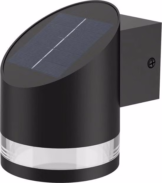 Lampada da parete solare per esterni con LED 1,5W 2700K IP44 Nero